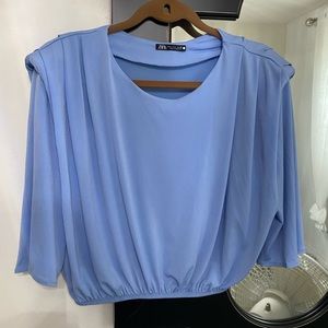 blue Zara blouse